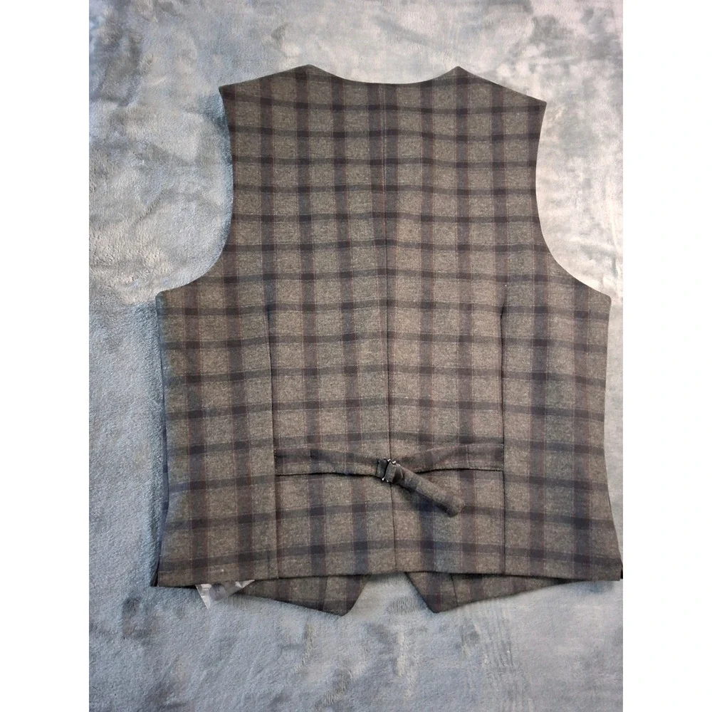 Joseph Abboud JOE Mens Slim Fit Gray Plaid Suit Vest Waistcoat Size M M281809